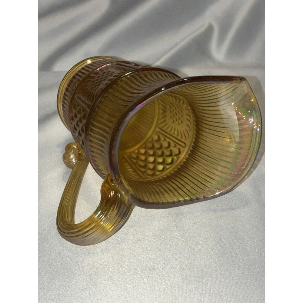 Fenton 95th Anniversary Marigold Carnival Glass Sandwich Pitcher Iridescent 2000
